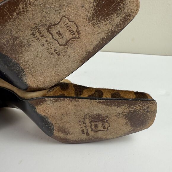 Stuart Weitzman Brown Leopard Print Heeled Mules Calf-hair and leather - Picture 9 of 10